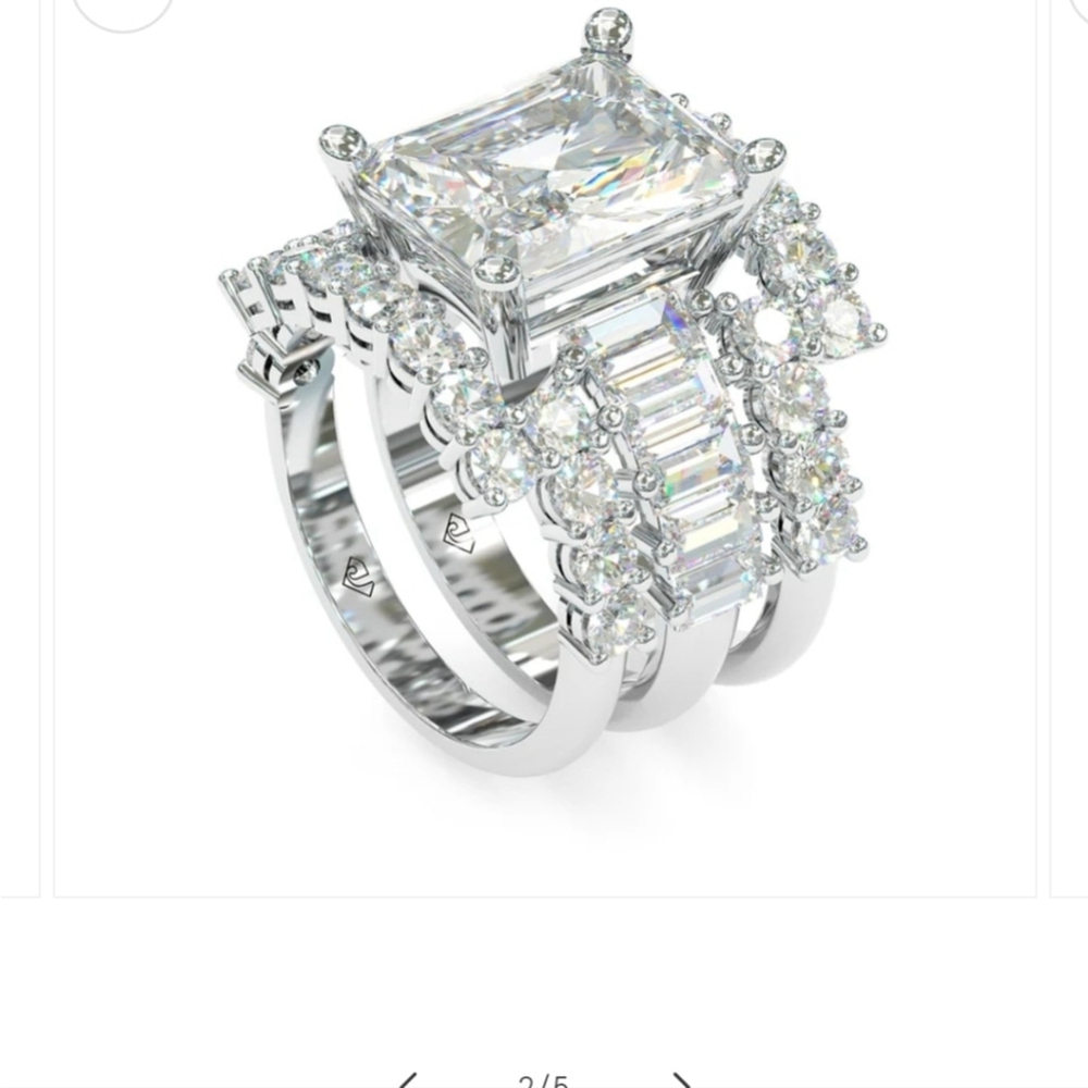 New Jorrio 925 Silver and CZ Wedding Set Size 7.5 - Picture 2 of 6